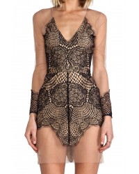 For Love & Lemons Antigua Mini Dress In Black